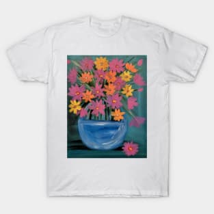 A beautiful bouquet of mixed flowers in a glass vase T-Shirt